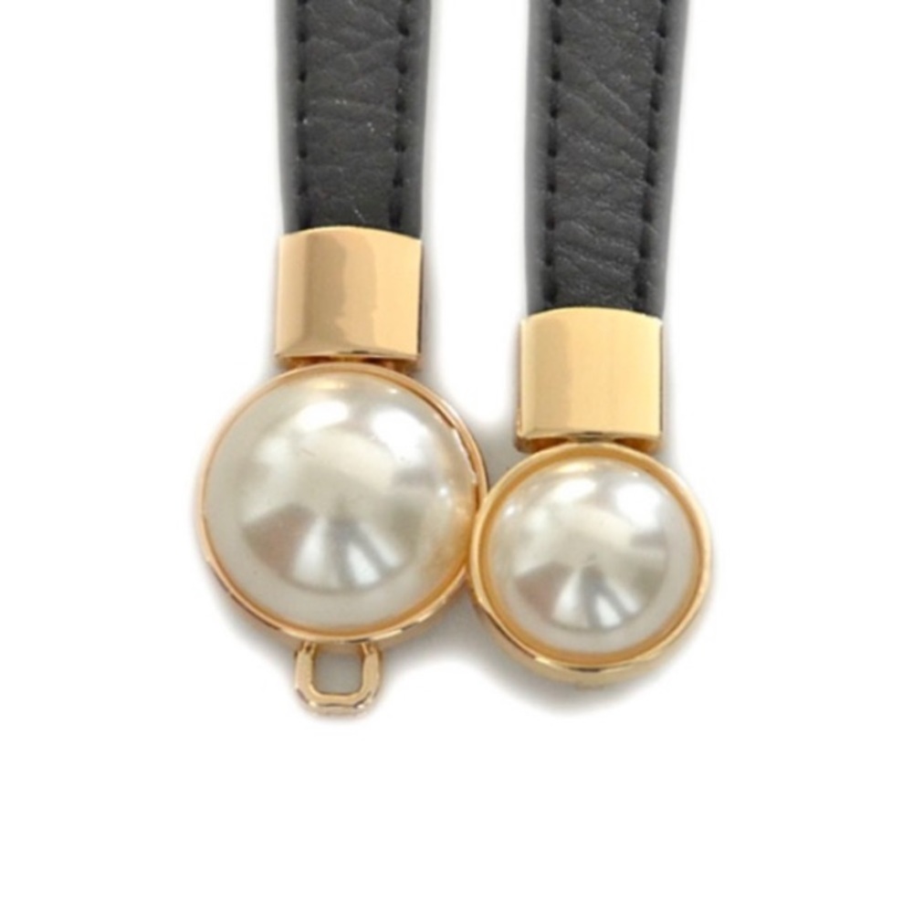 Faux Pearl Stretch Belt Black Gold High Waist - Picture 3 of 8